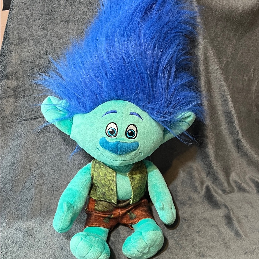 Dreamworks Trolls Plush with Bright Blue Hair TROLLS STUFFIE STUFFED ANIMAL